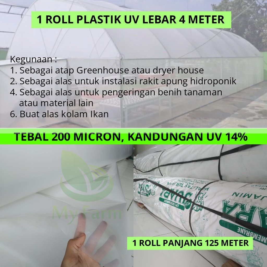 1 Roll Plastik Uv Lebar 4m Panjang 125 Meter Tebal 200Micron Merk Juara Plastic Ultra Violet Untuk Tanaman Hidroponik Green House Atap Kandang Ternak Dan Kolam Ikan Tambak