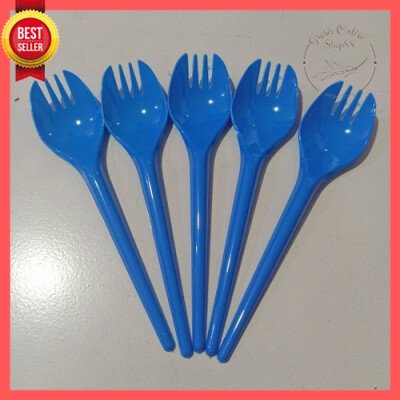 GOS -C405- 1PCS Sendok Garpu 2in 1 - Sendok Garpu Plastik 2 in 1 - 1 pcs Peralatan Makan Half Fork