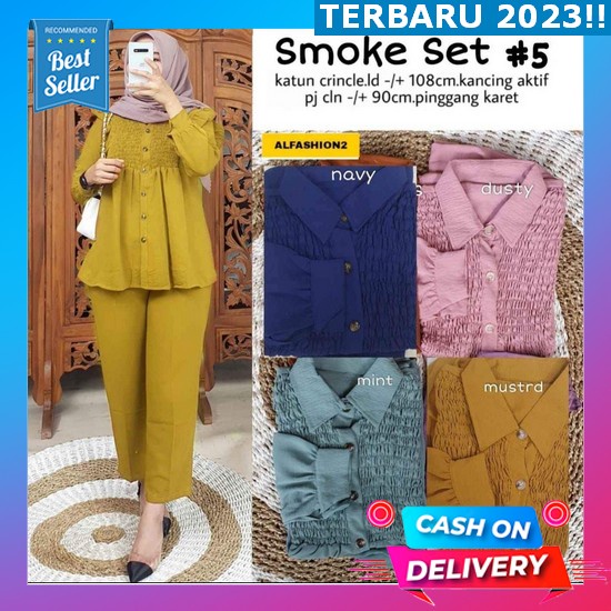 Arumi Setelan Wanita Celana Atasan Long Tunik Cotton Linen Original Aruna One Set Jumbo Polos Kasual