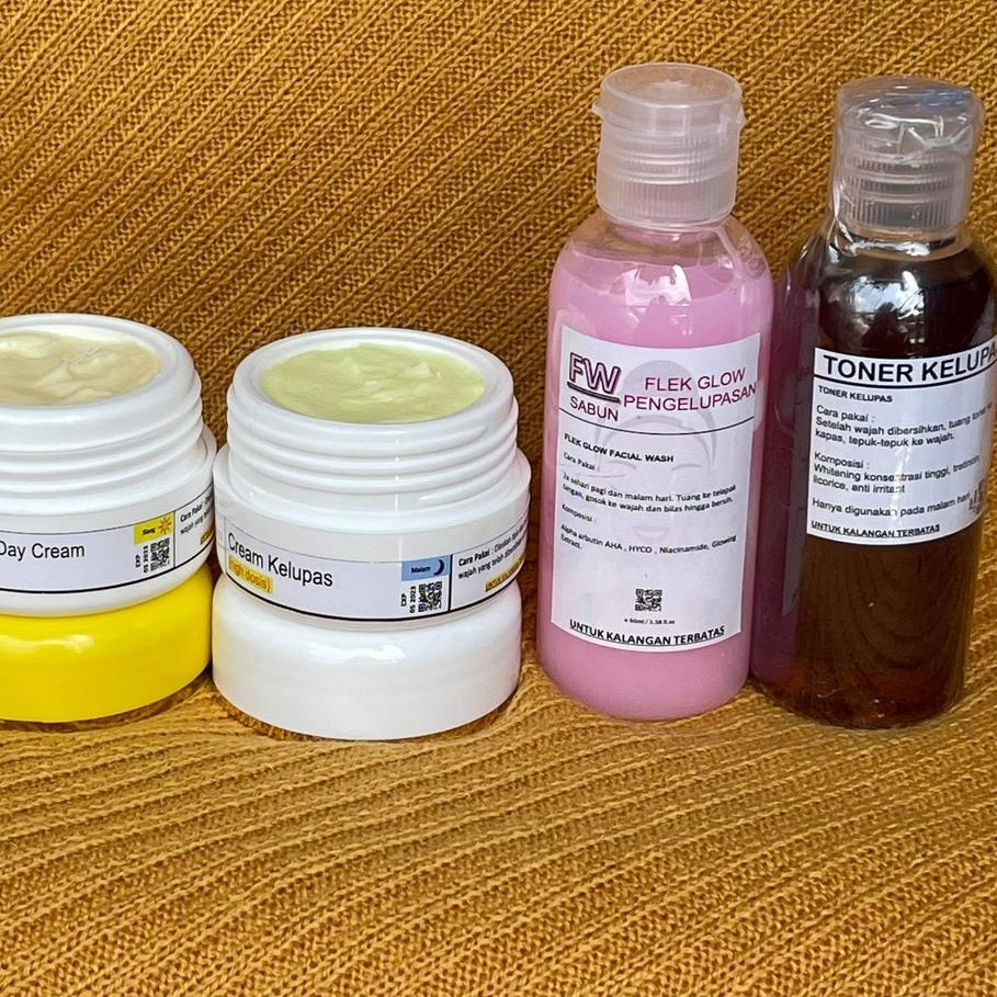 ✾ PAKET LENGKAP KELUPAS / SABUN PINK / CREAM SIANG MALAM / TONER KELUPAS ➶
