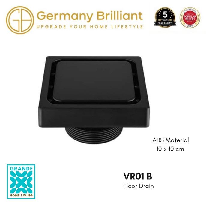 Saringan Germany Brilliant Smart Floor Drain Hitam Vr01-B Vr 01 Black