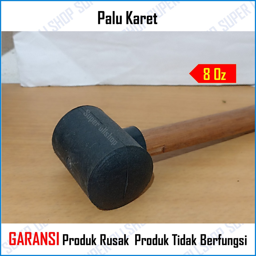 Palu Godam Karet / Palu Karet Keramik / Palu Granit High Quality Gagang Kayu Martil Rubber Hammer Wooden Handle 8 Oz