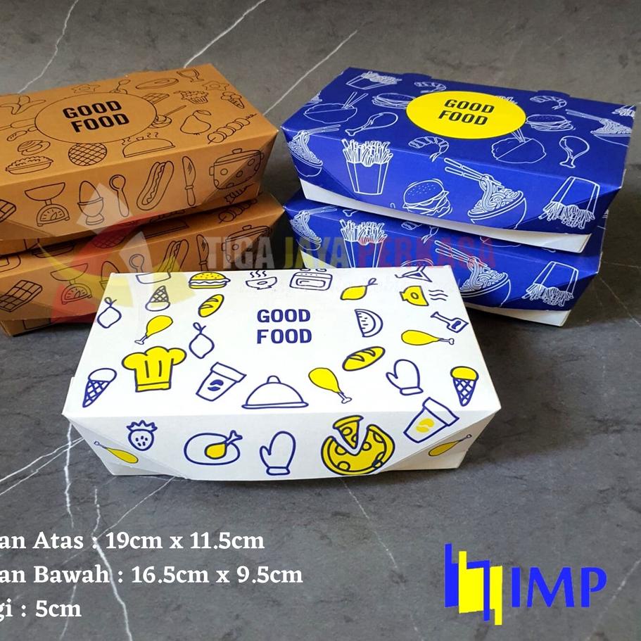 

ANA571 Paper Lunch Box M Motif 50 Pcs / Kotak Makan Kertas Medium Food Grade ++