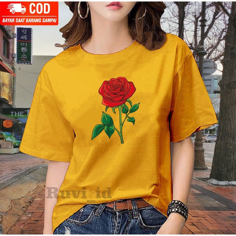 Ruvi_id-BELI 3 GRATIS HEADSET EXTRA BAS / KAOS BUNGA MAWAR / KAOS DISTRO / KAOS WANITA KEKINIAN / KAOS WANITA OVERSIZE / KAOS KOREAN STYLE / KAOS LENGAN PENDEK / KAOS BAHAN KATUN COMBED / KAOS REMAJA / KAOS MURAH