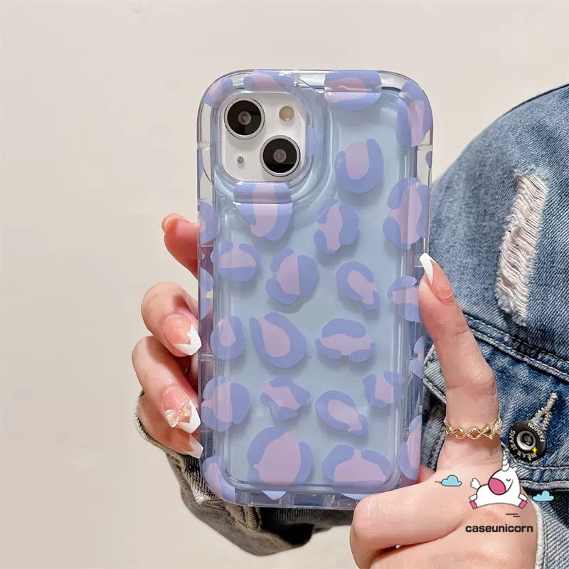 Casing Redmi Note10 10s 9 11 11s 8 Redmi10 9 12C 10C 9T 9A A1 10A 9C NFC POCO F4 Ins Fashion Motif Leopard Ungu TPU Lembut Shockproof Airbag Transparan Silicon Case