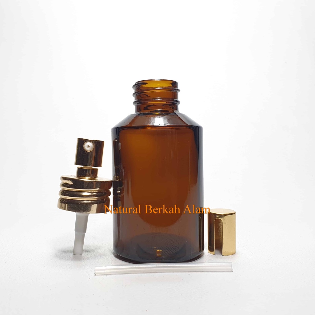 Botol Kaca Serum 100 ml Amber Ori GD Pump Treatment / Botol Kaca / Botol Kaca Kosmetik / Botol Esent