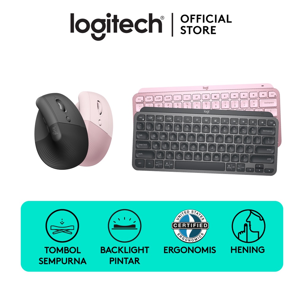 [BUNDLING] Logitech LIFT Mouse Ergonomic Vertical Wireless Bluetooth Silent & MX Keys Mini Keyboard 