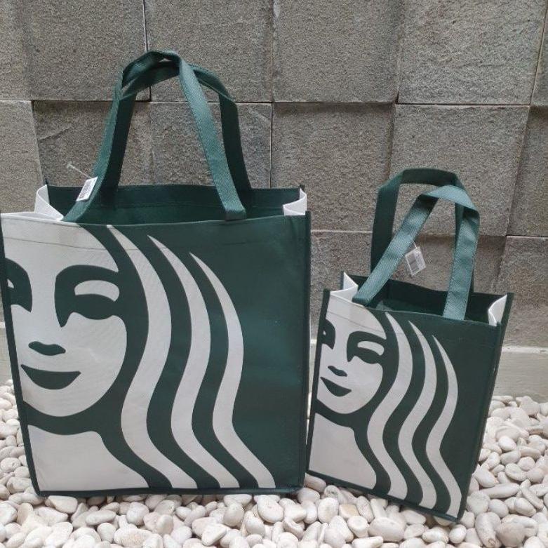 【MEGA SALE】 Tas kain Starbucks belanja bahan spunbond original murah