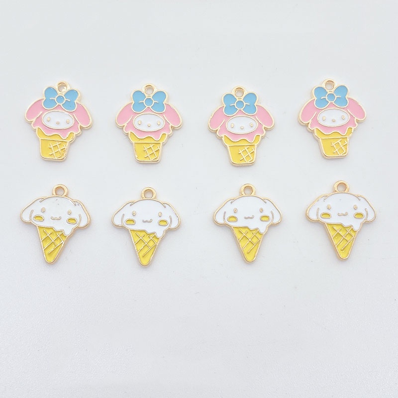 4 Pcs alloy enamel Hewan Lucu Es Krim Liontin Kalung handmade DIY Membuat Perhiasan Aksesoris