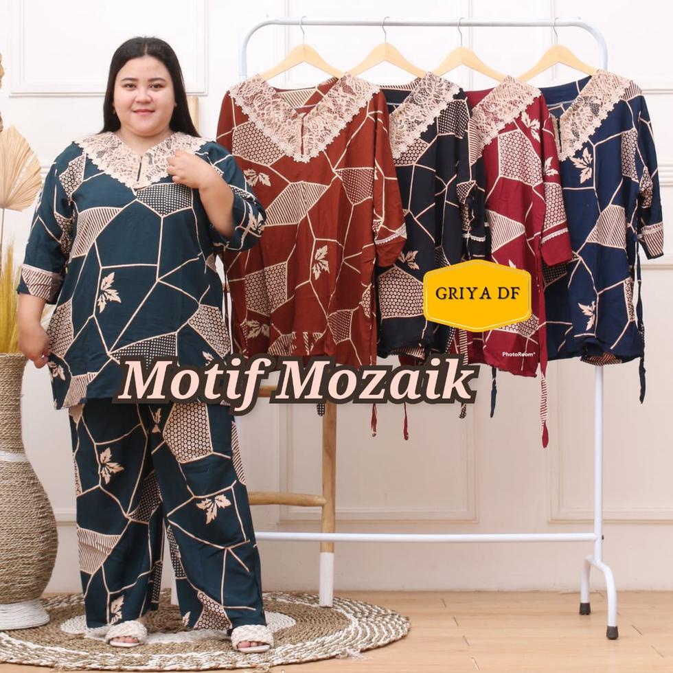 RECOMENDED Griya DF - CP JUMBO TERBARU one set Setelan CP renda motif jumbo ld 130 rayon shantung bu