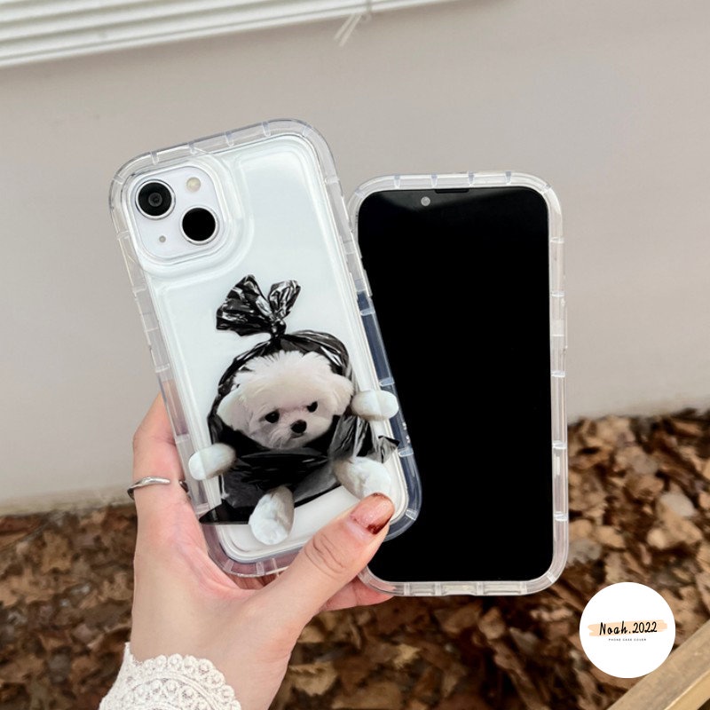 Kartun Kucing Pasangan Case Bening Kompatibel Untuk iPhone 14 Pro Max11 14 13 12 Pro MAX XR X XS MAX 6 6S Plus 7Plus 8Plus Anjing Lucu Airbag Silicon Soft Case Shockproof TPU Penutup Belakang