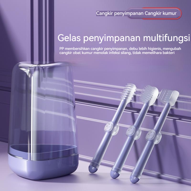 【COD】 Sikat gigi lidah bayi silikon 3in1 dengan kotak bpa free/Pembersih mulut bayi 0-1 tahun