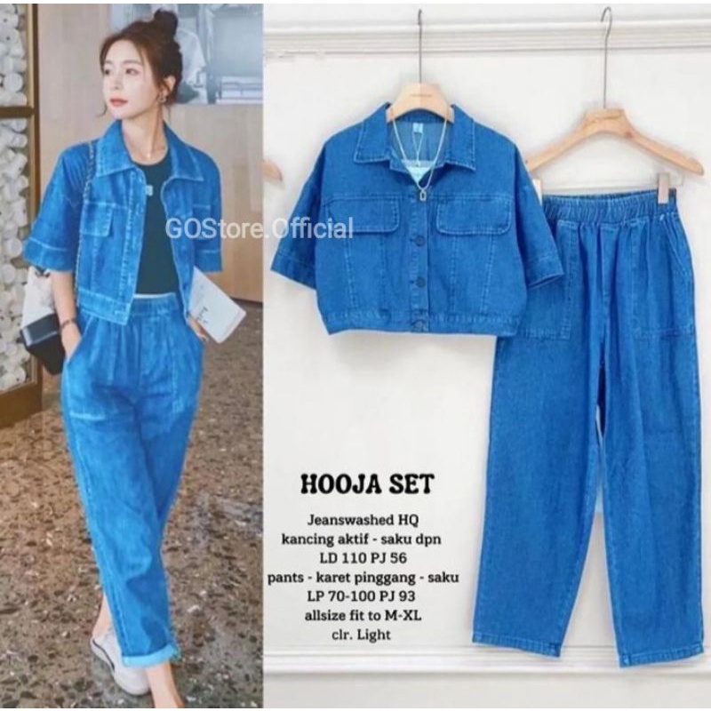 SETELAN JEANS TUNIK + BOYFRIEND JEANS  WANITA TERBARU | HOOJA SET | HOJA SETELAN KOREAN STYLE