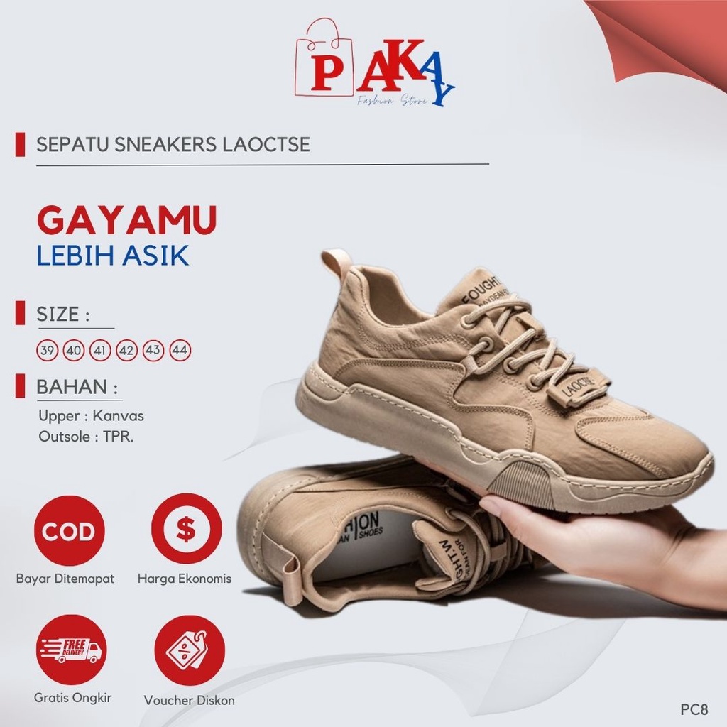 Sepatu Sneakers Sneaker Pria Original 100% Import Fashion Premium Running Terbaru LAOCTSE Motif Kere