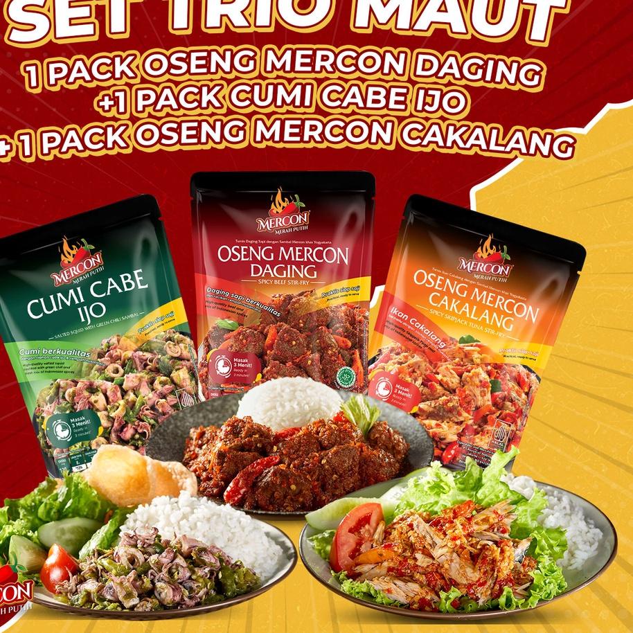 

✻ Mercon Merah Putih - Set Trio Maut || Oseng Mercon Daging + Cumi + Cakalang ☃