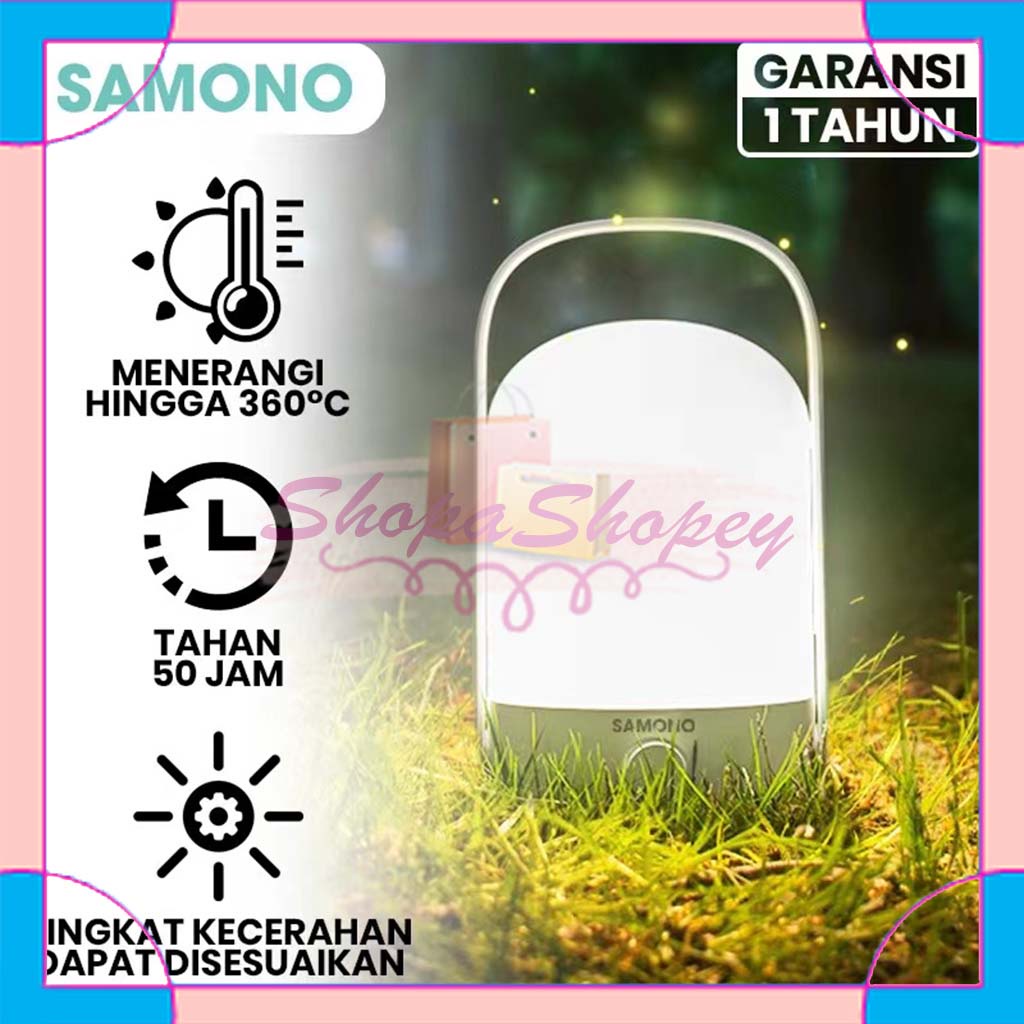 SAMONO SW-RLW08 Lampu Gantung Portabel Terang 360° Lampu Senter Tahan 50 Jam Chargeable Putih