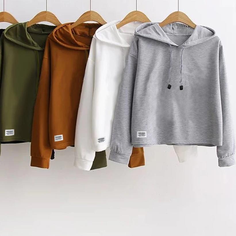 ✬ SWEATER CROP HOODIE BAHAN BEBYTERRY POLOS ✧