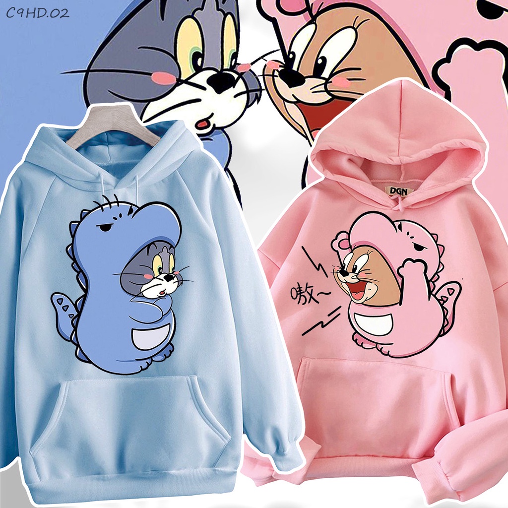 Couple Hoodie ( Tebal ) Tom &amp; Jerry Dino Cute Oversize Korea Style | Dhea Fashion