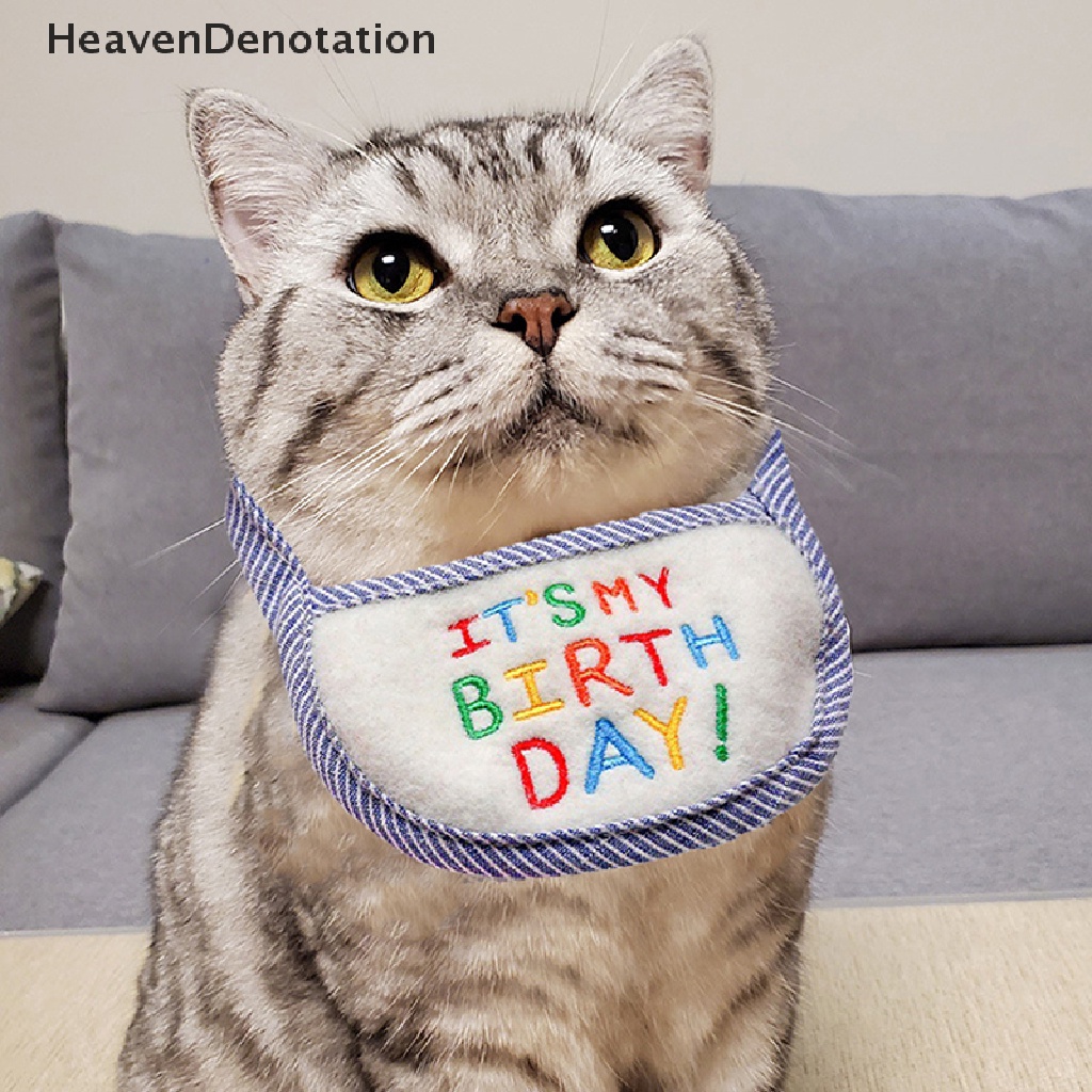 [HeavenDenotation] Lucu Happy Birthday Bordir Anjing Bib Anjing Kucing Peliharaan Bib Air Liur Handuk Perlengkapan Hewan Peliharaan HDV