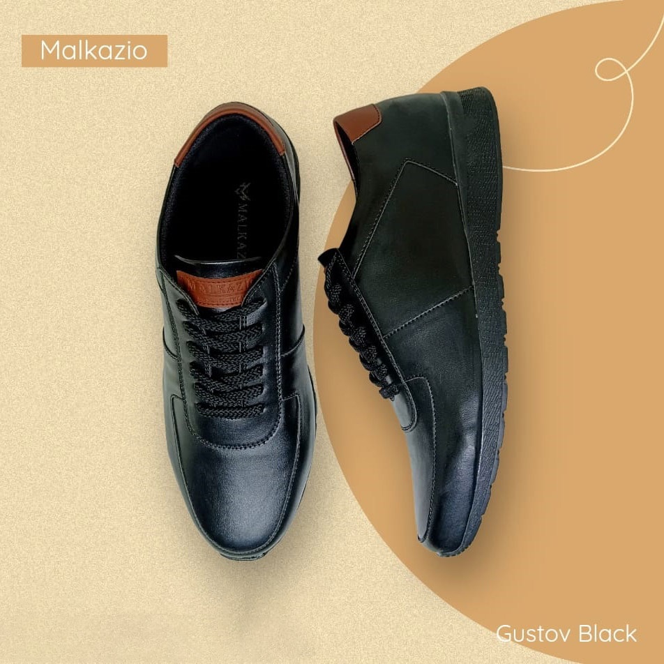 GUSTOV FULL BLACK | Sepatu Pria Ukuran Besar Gede Jumbo 39-44 Sneakers Casual Cowo Big Size Skate