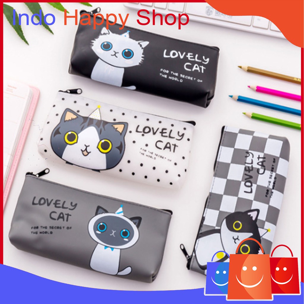 

Tas Pensil Tempat Alat Tulis Tempat Kosmetik Organizer Bag Lovely Cat Bahan Canvas 020