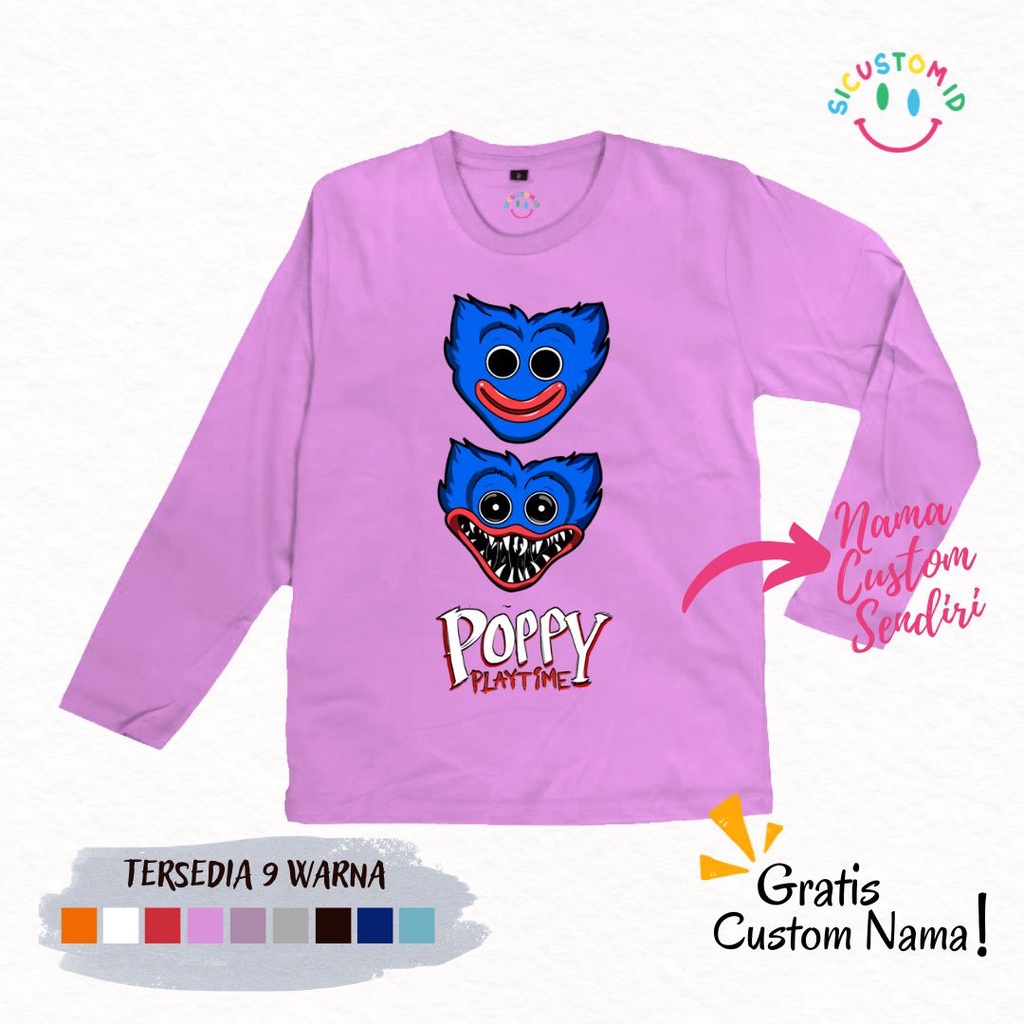 TERLARIS BAJU KAOS ANAK TANGAN PANJANG CUSTOM NAMA KARAKTER GAME POPPY PLAYTIME