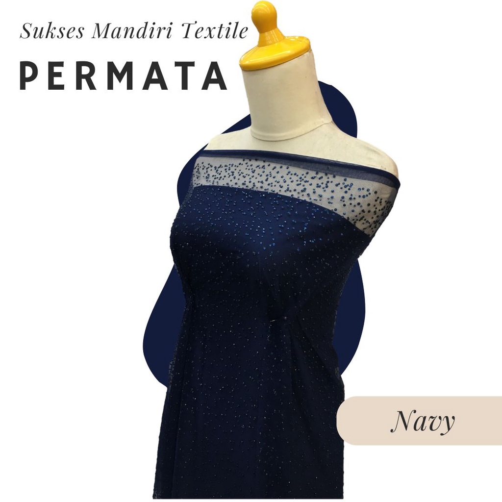 [PERMATA] Brokat Brukat Tile Premium Mewah Warna Navy Biru Gelap | Harga ½ meter = 50 cm (Bahan Dres