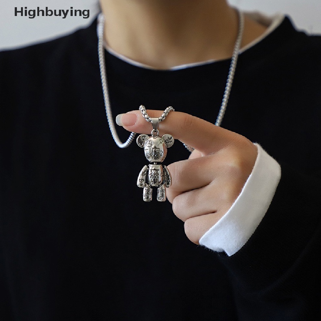 Hbid Liontin Beruang Violent Bergerak Baja Titanium Kalung HipHop Pria Dan Wanita Punk Pasangan Sweater Rantai Perempuan Niche Sweater Liontin Glory