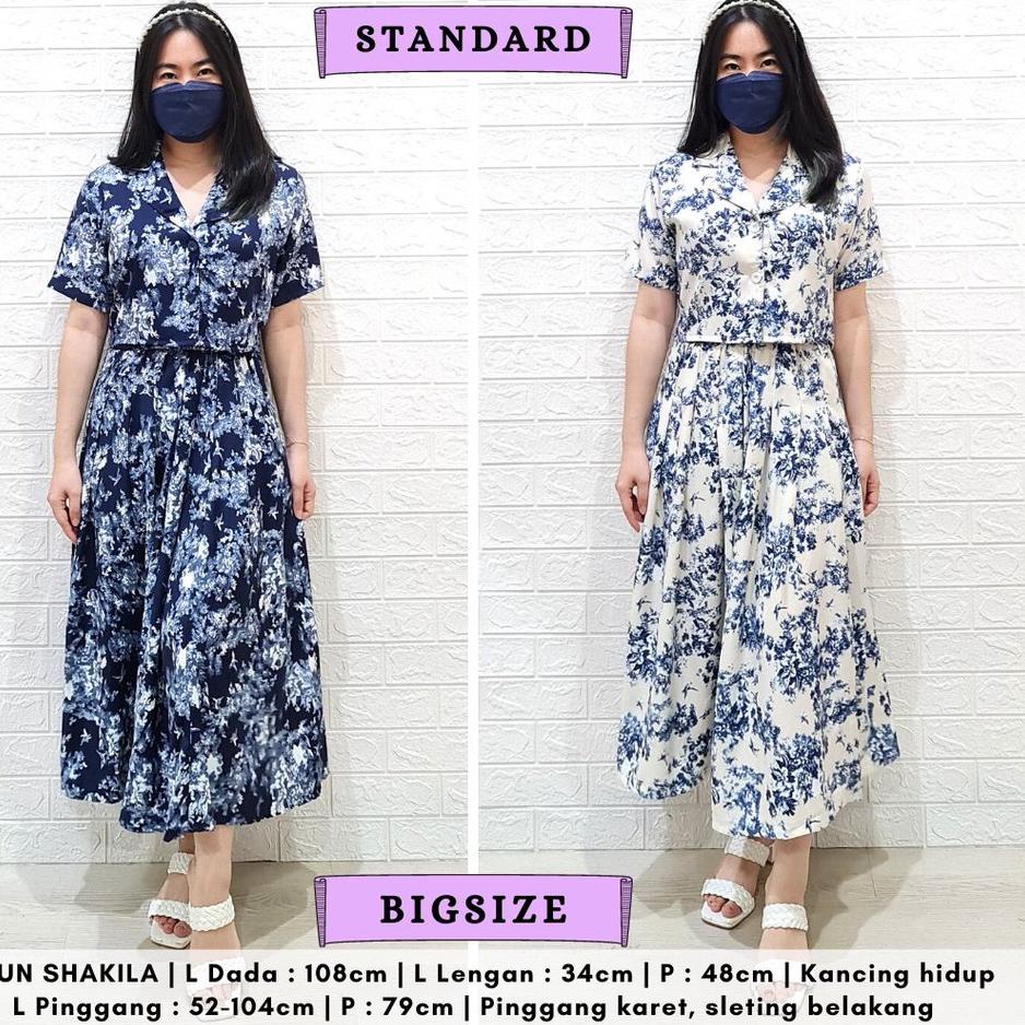 ✥ 4568 SANUARI FLORAL BUTTON LONG SKIRT SET ROK JUMBO BIGSIZE ♚