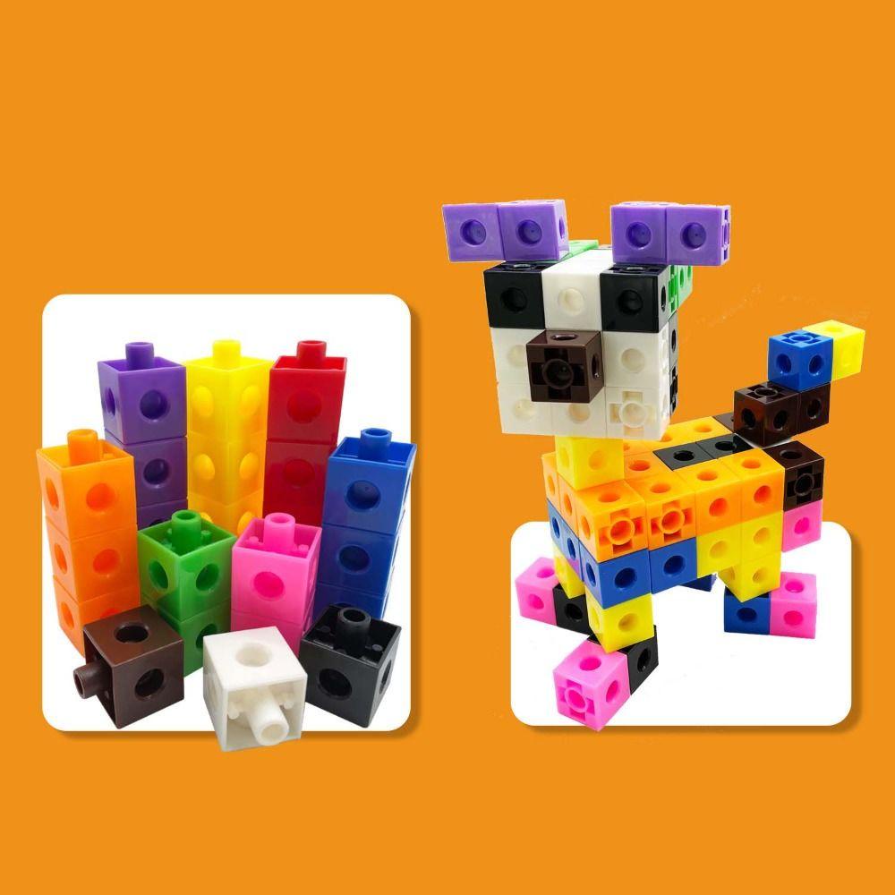 SKJK   Montessori Math Mainan Kreatif 10warna Anak Cowok Hadiah Susun Blok Merakit Mainan Rainbow Link Kubus 3D Puzzle Edukasi Permainan Susun Aktivitas Kartu Set