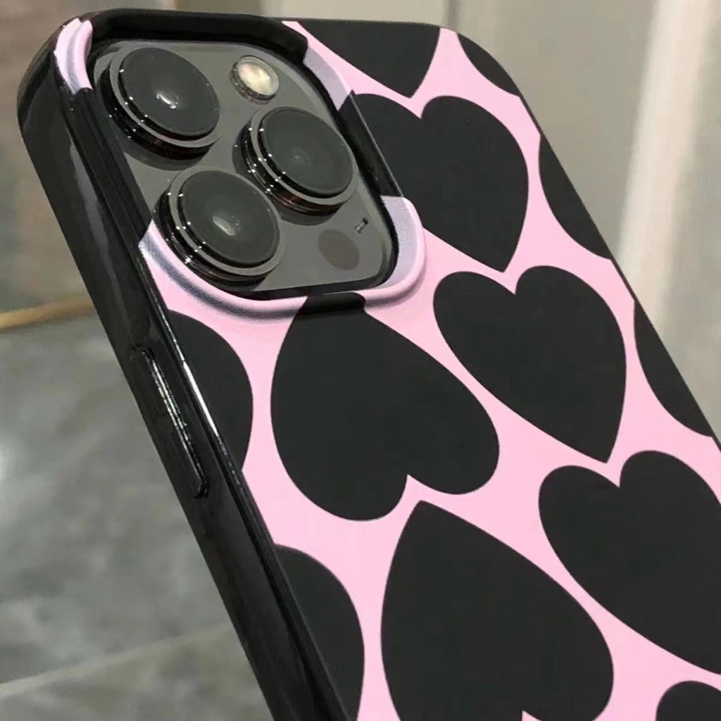 IPHONE Ins Pola Hati Cocok Untuk Iphone14 14pro 14plus 13 13mini 13pro 13prm iPhone12 7Plus 8Plus Xr XS 13 12mini Pro Max Empat Sudut Casing Ponsel Tahan Guncangan