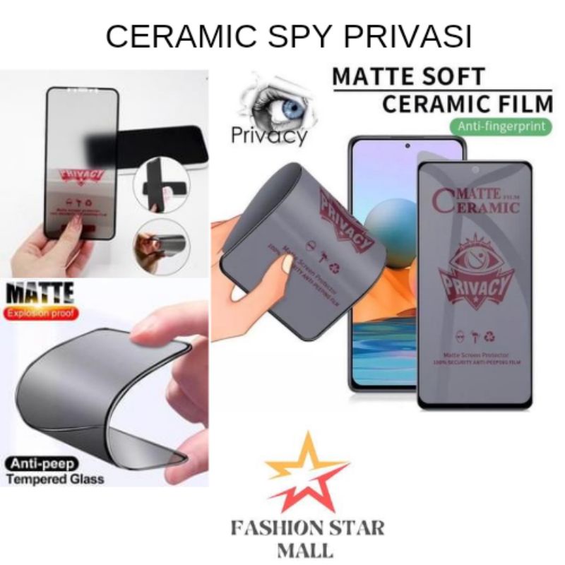Anti Gores Ceramic Spy Privasi Oppo A37 A39 A57 A3s A7 A5s A12 A11k F3 F5 F7 F9 F11 pro A1k A31 A33 