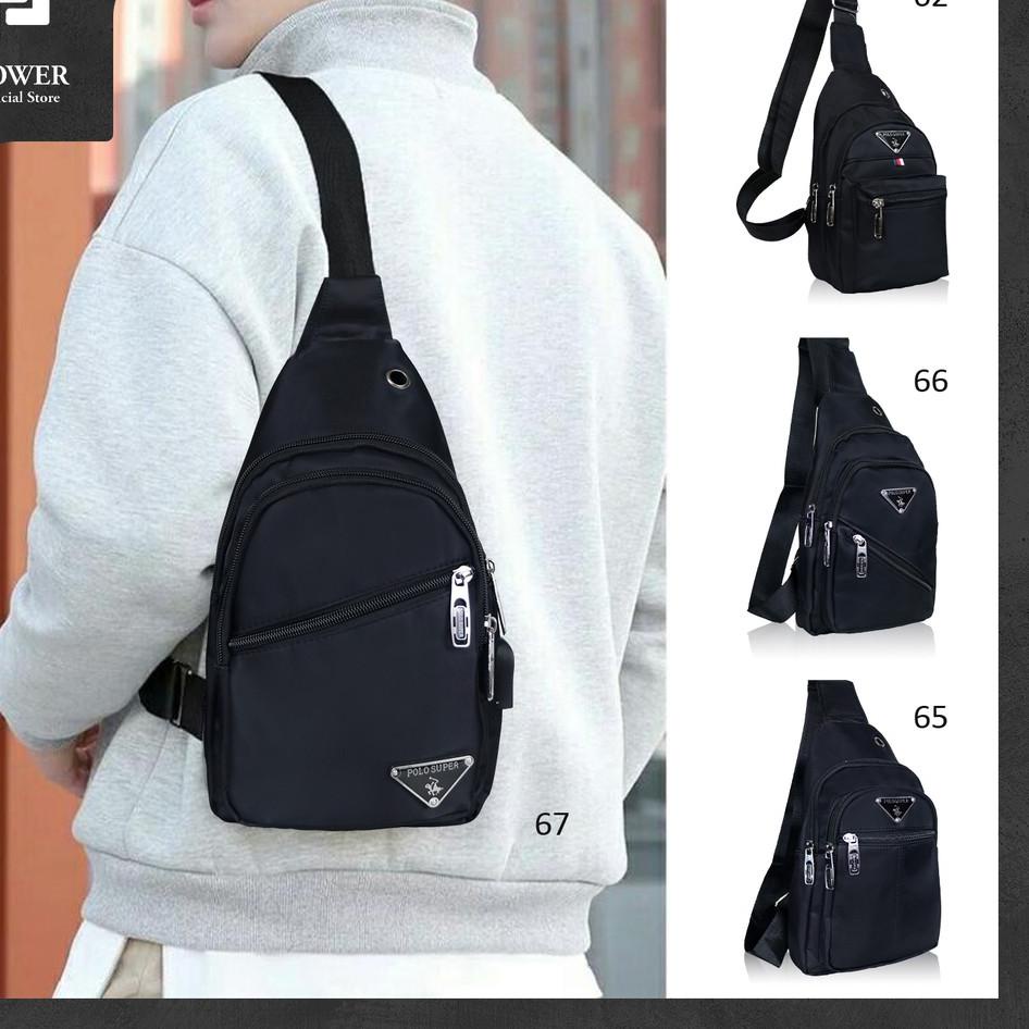 ♬ POLO SUPER Tas Selempang Pria Sling bag Import Tas Polo Original USB Portable Tas Slempang Dada Pr
