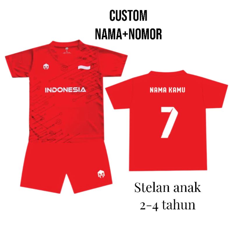 Jersey anak balita usia 2/4 tahun free nama nomor