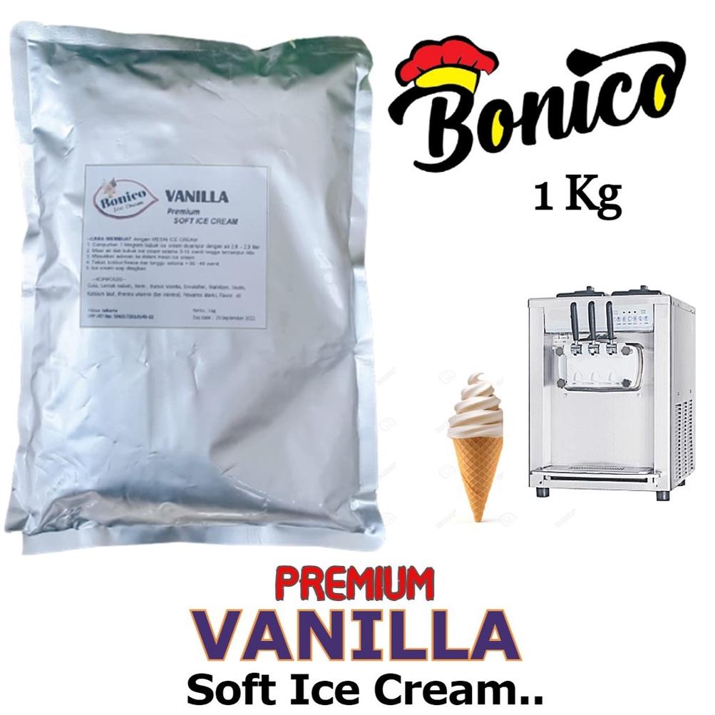 

vla-61 BONICO VANILLA SOFT ICE CREAM POWDER 1kg PREMIUM RESTO bubuk es krim mesin lembut VANILA cone frizco Ori