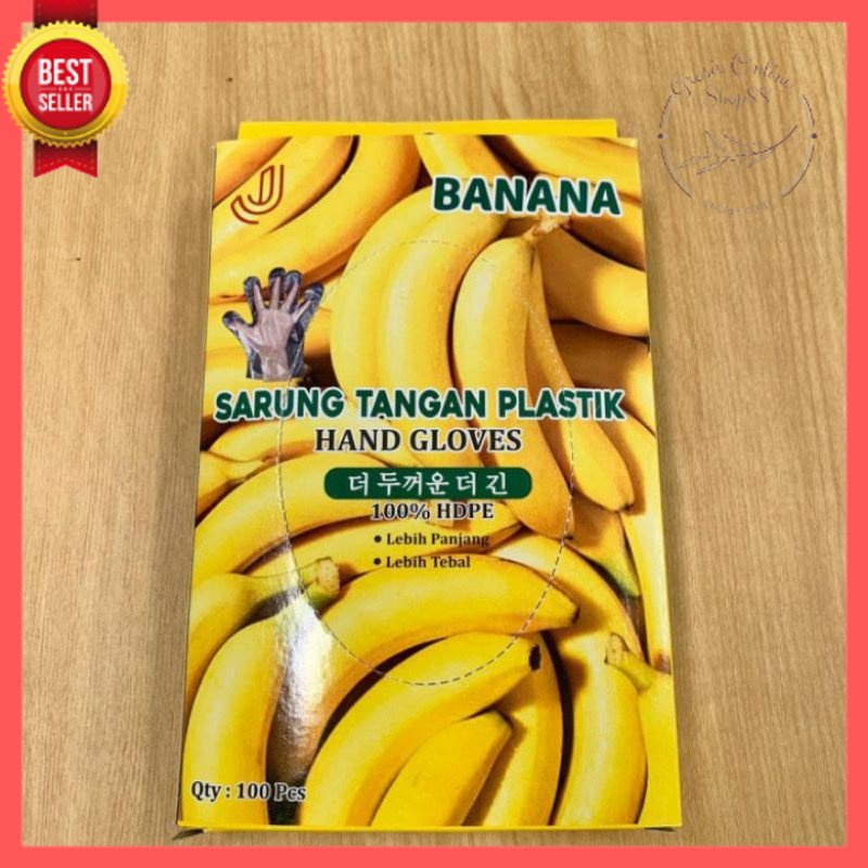 GOS -C410- Sarung Tangan Plastik Banana 1 BOX - Sarung Tangan Plastik Serbaguna Transparan Sekali Pakai