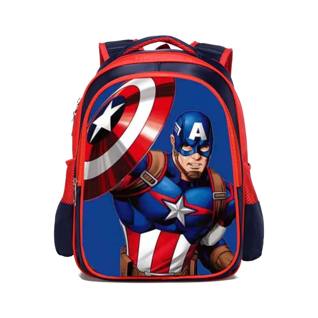 TERBARU RANSEL ANAK CAPTAIN AMERICA UKURAN 38X13X26 CM - TAS SEKOLAH TK-SD RANSEL ANAK LAKI-LAKI KARAKTER TAS MARVEL SUPERHERO IMPORT 3D EMBOSS BAHAN DINIR 300