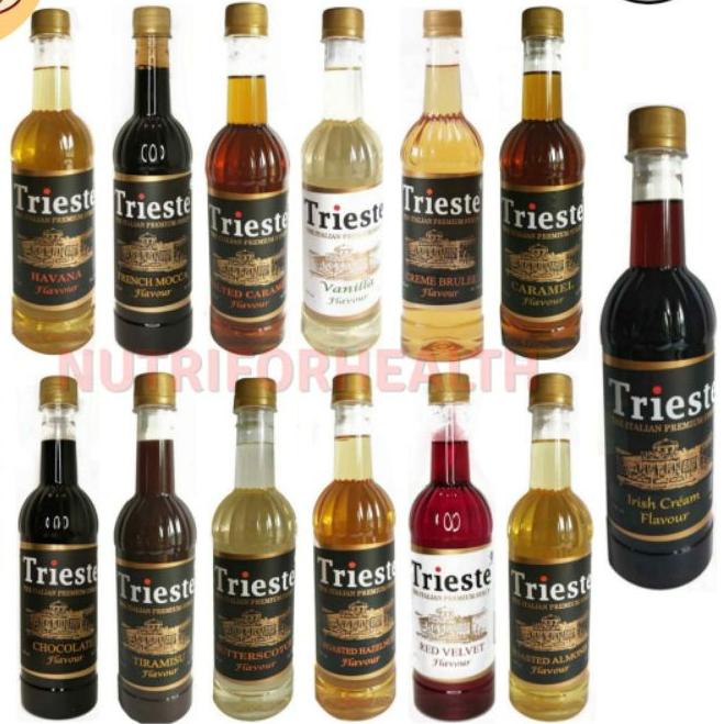 

✲ (650ml) Trieste Syrup HALAL Caramel Creme Brulee Hazelnut Almond Red Velvet Butterscoth Mocca Coklat ❆