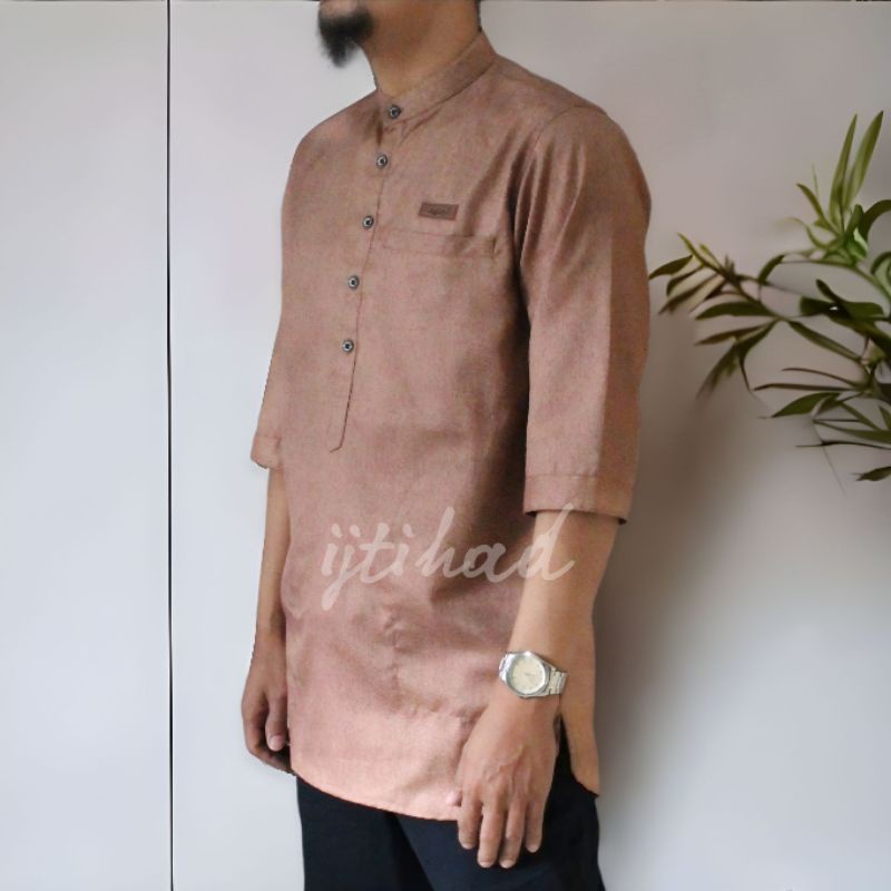 (FREE PARFUM#5)Koko Kurta lengan 3/4 polos brand اجتهد bahan katun madinah FODU premium IMPOR