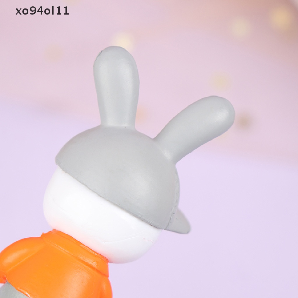 Xo Patung Dekorasi Pemandangan Miniatur Kelinci Kaki Panjang Resin Lucu Home Decor OL