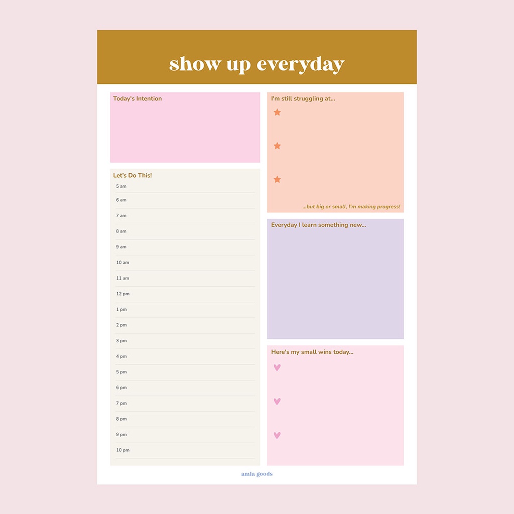 

SHOW UP EVERYDAY Planner | Daily Planner | Colorful Aesthetic Stationery