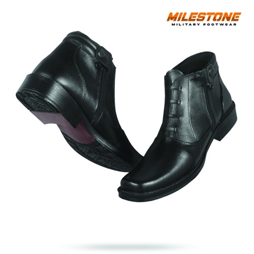 Sepatu Formal Pria Original MILESTONE Sepatu Pantofel Kulit Asli Berkualitas PDH 03 Resleting Kulit