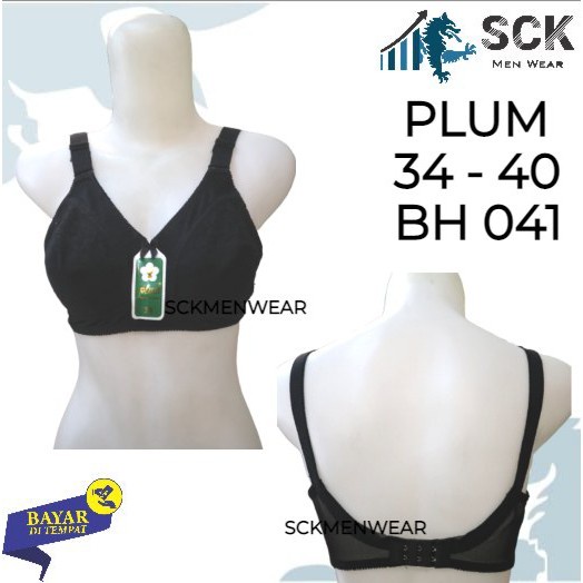 BH PLUM 041 Size 34-42 Warna Cream Hitam Brokat / BH Busa Tipis Tanpa Kawat / Pakaian Dalam Wanita - sckmenwear GROSIR