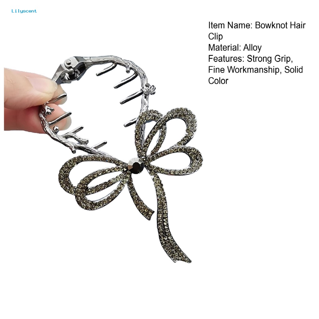 Lilyscent Klip Rambut Ponytail Ringan Untuk Club Berlian Imitasi Mengkilap Ikatan Simpul Wanita Hair Bun Claw Clip Alloy