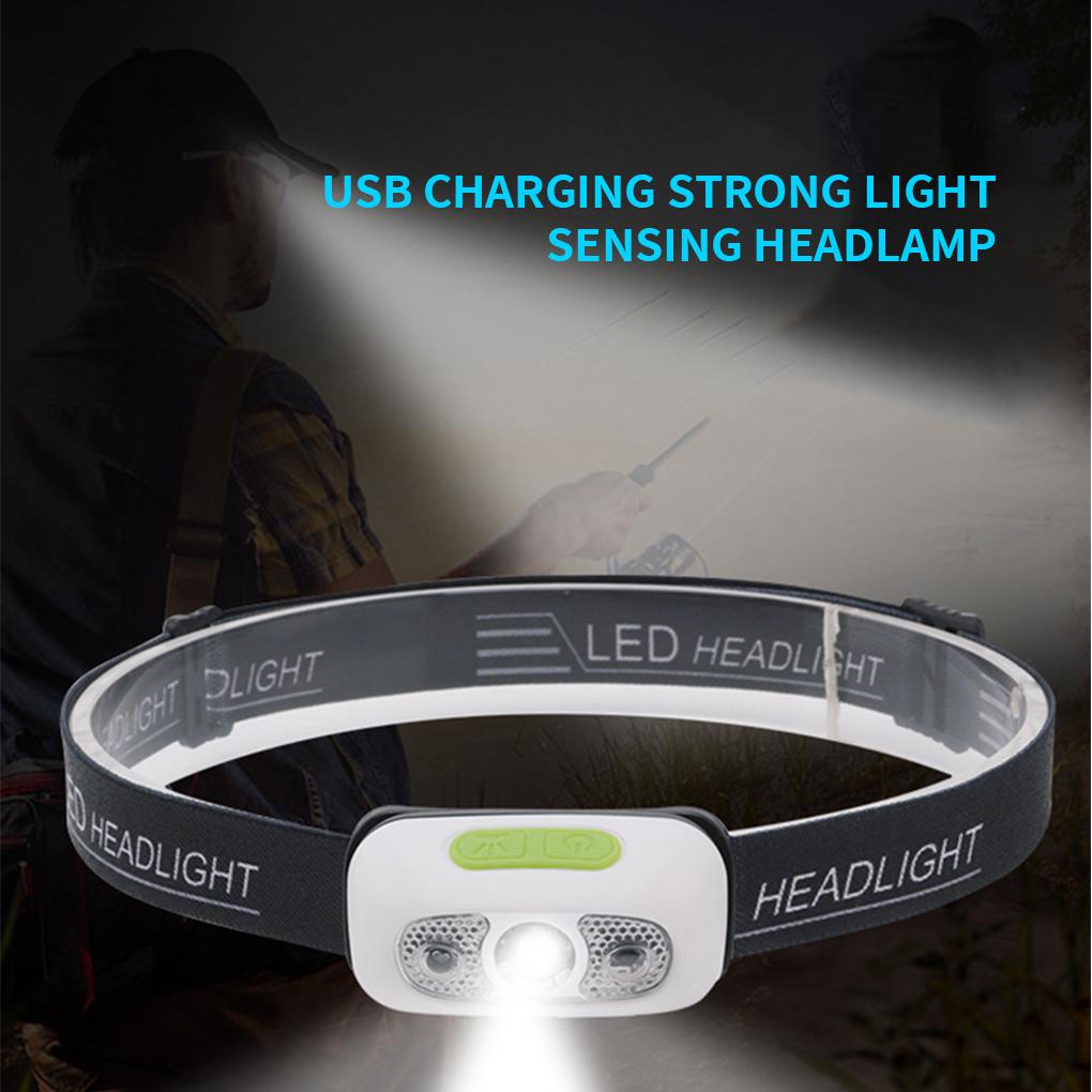 Huit Head Light Headlamp Mode Senter Pancing Lari Yang Dapat Disesuaikan Outdoor Induksi Mini Portable Sensor Tahan Air