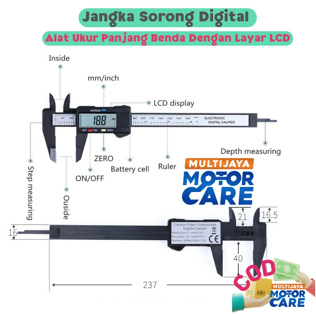 DIGITAL Jangka Sorong Digital Caliper Sigmat Sketmat LCD Screen
