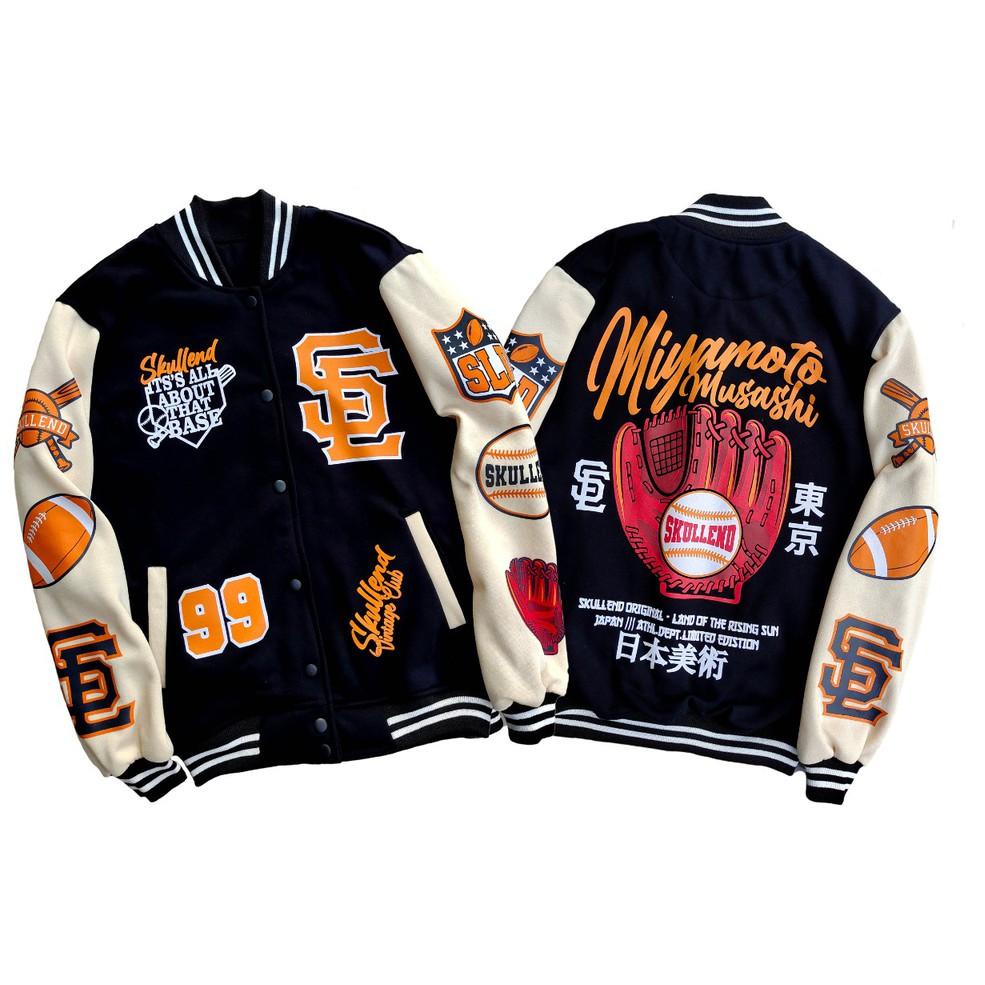 TERPERCAYA SKULLEND Jaket Varsity Baseball Pria Wanita - Varsity Jacket Vintage Baseball Oversize Ju
