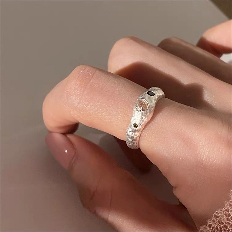 Cincin Minimalis Warna Perak Pembukaan Dapat Disesuaikan Untuk Wanita Trendi Elegan Hati Merah Muda Zirkons Ring Perhiasan Pesta Pernikahan