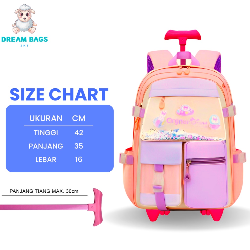 DREAM BAGS TROLI ANAK PEREMPUAN SD SMP Tas Troli Anak Perempuan Tas Troly Anak Sekolah SD Tas Koper Anak Perempuan