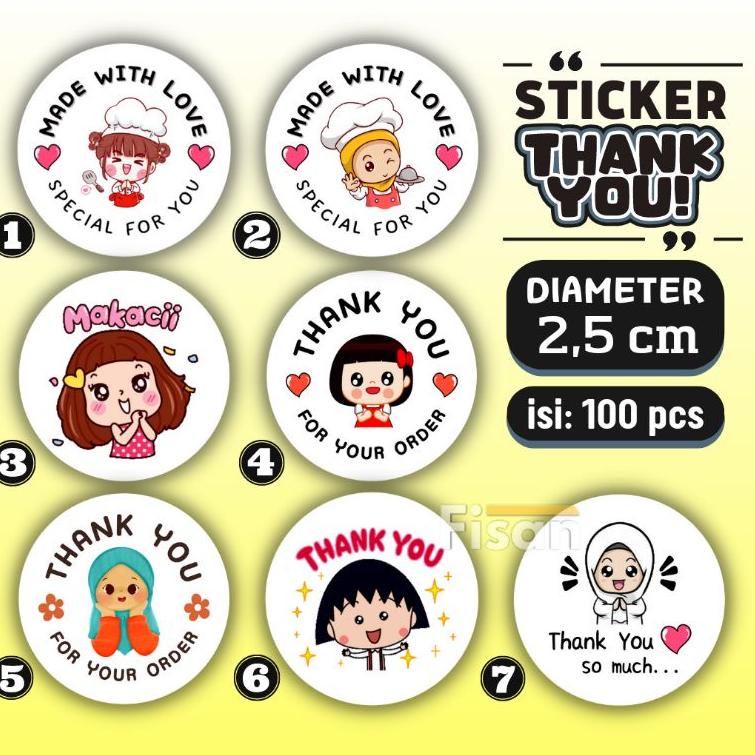 

S99 100 Pcs Sticker Thank You Stiker Thankyou Bulat 2,5 cm SIAP KIRIM ㍐